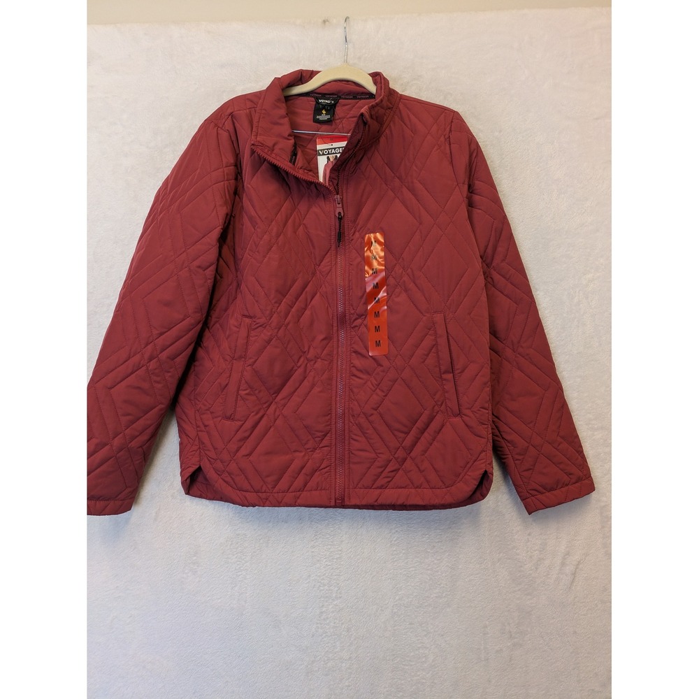 Voyager Quilted Full Zip Water Resistant Jacket Women Medium Red Poly‎ Filled